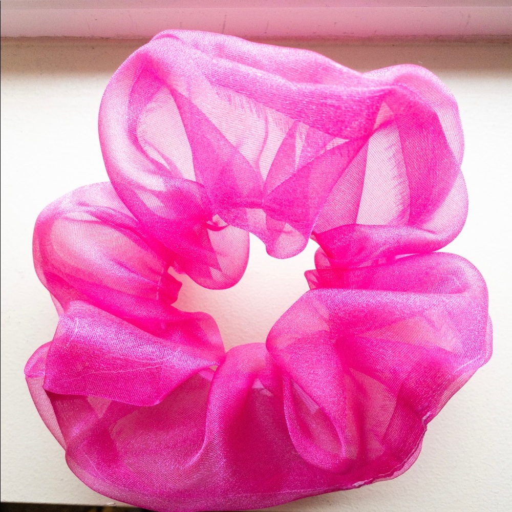 Hot Pink Sheer Tule Scrunchie